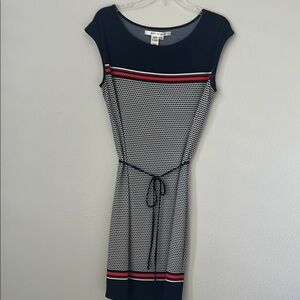 Max Studio Navy and White Patterned Dress